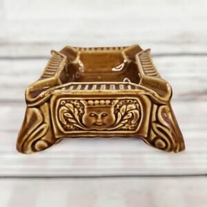 Vintage Mid 20th Century Ceramic Art Ashtray Crown Baby Face Antique
